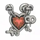 heart shape lock and chain resting tattoo design idea