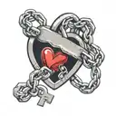 heart shape lock and chain resting tattoo design idea