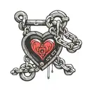 heart shape lock and chain resting tattoo design idea