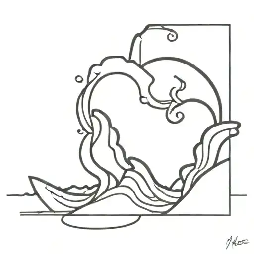 rocks and waves simple line drawing tattoo design idea