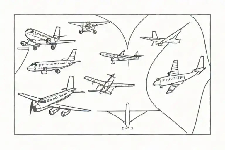 London rome paris plane flying across tattoo design idea