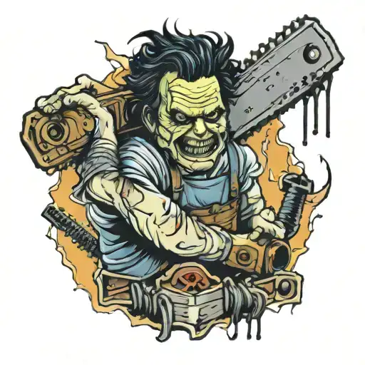 leatherface inside chainsaw tattoo design idea