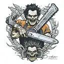 leatherface inside chainsaw tattoo design idea