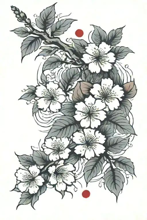 Sakura on the collarbone and chest tattoo design idea
