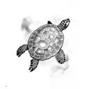 turtle in the coulds tattoo design idea