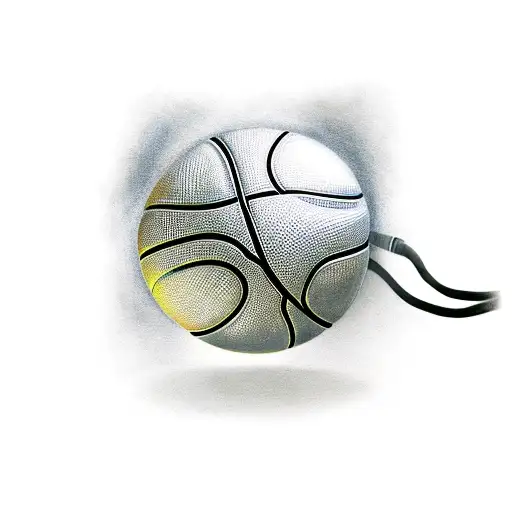 basketball with speaker playing music tattoo design idea