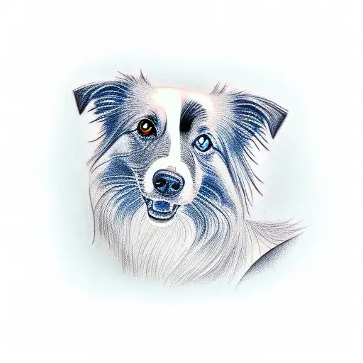 two border collies and a blue moon tattoo design idea