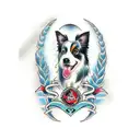 two border collies and a blue moon tattoo design idea