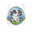 two border collies and a blue moon tattoo design idea