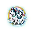 two border collies and a blue moon tattoo design idea