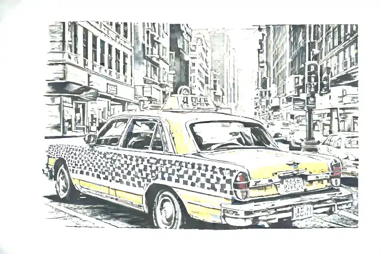 front right modern taxi cab tattoo design idea