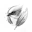 bird with feather tattoo design idea
