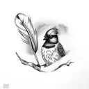 bird with feather tattoo design idea