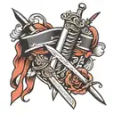 DAGGER AND BANNER tattoo design idea