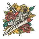 DAGGER AND BANNER tattoo design idea