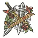DAGGER AND BANNER tattoo design idea