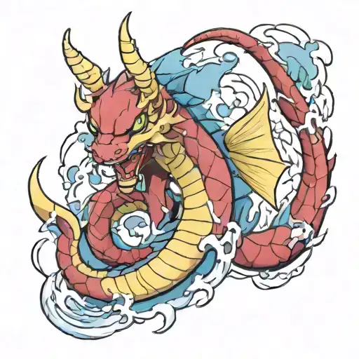 Gyarados pokemon on front  tattoo design idea