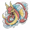 Gyarados pokemon on front  tattoo design idea