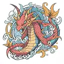 Gyarados pokemon on front  tattoo design idea