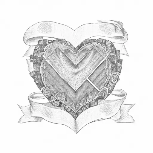 A patchwork heart with lyrics from a Smiths song woven into the design tattoo design idea