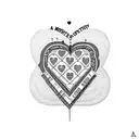 A patchwork heart with lyrics from a Smiths song woven into the design tattoo design idea