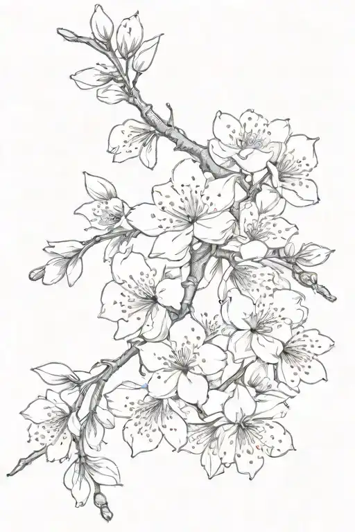a cherry blossom branch expanding infinitely tattoo design idea
