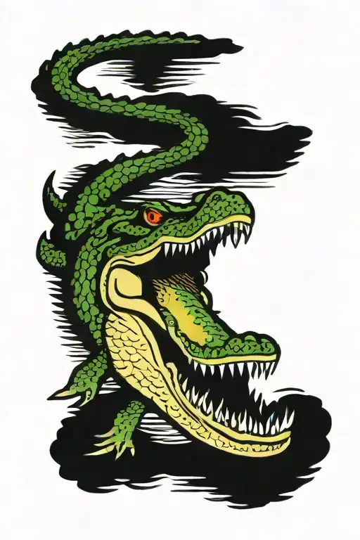 crocodile swimming underwater tattoo design idea