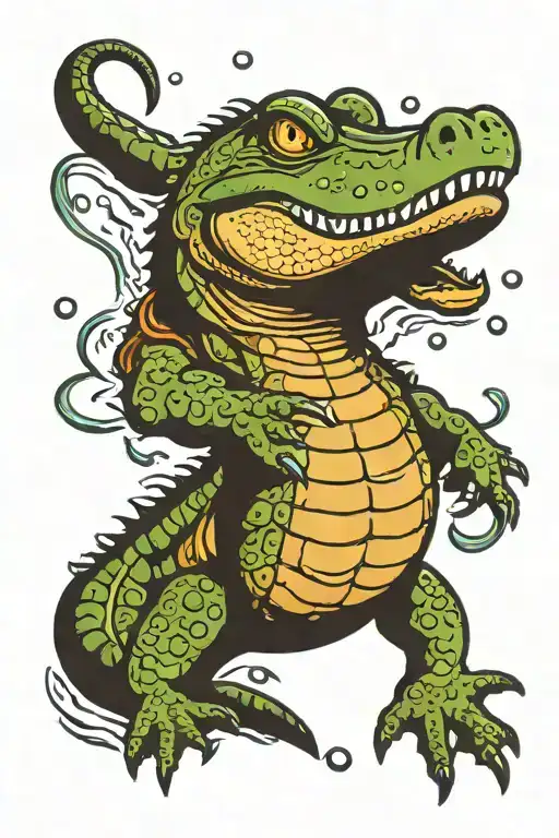 alligator swimming underwater tattoo design idea