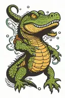 alligator swimming underwater tattoo design idea