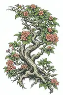 a bonzai tree branching infinitely tattoo design idea