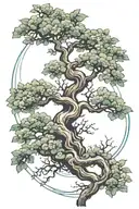 a bonzai tree branching infinitely tattoo design idea