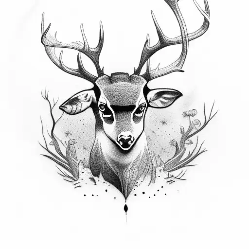 black deer tattoo design idea