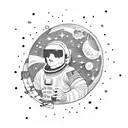 astronaut jumping on the moon  tattoo design idea