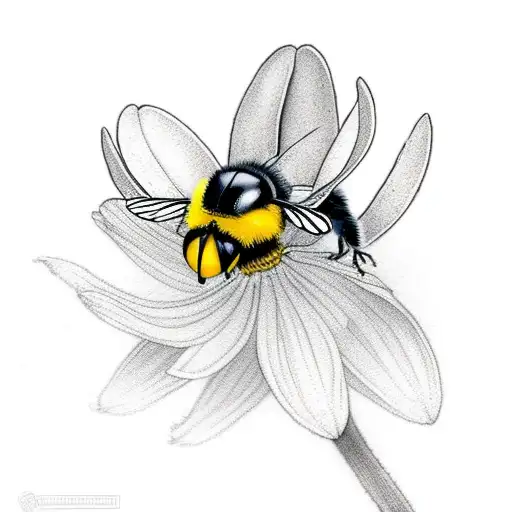 snowdrop with bumblebee flying near by tattoo design idea