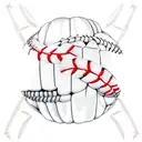 Memorial cross with baseball and basketball. Include JD24 and 6/20/08-7/31/23 tattoo design idea