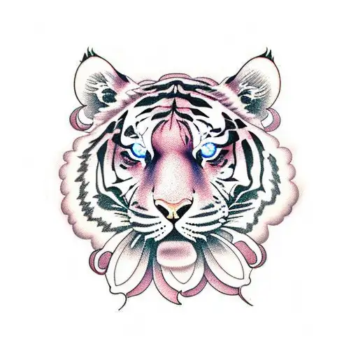 tiger and iris flower  tattoo design idea