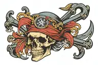 pirate skull and cross bones with hole in head  tattoo design idea