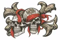 pirate skull and cross bones with hole in head  tattoo design idea