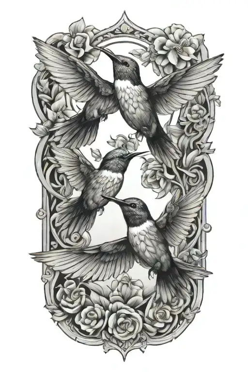 hummingbirds flying tattoo design idea