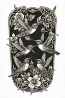 hummingbirds and butterfly  tattoo design idea