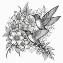 floral and humming birds sleeve tattoo tattoo design idea