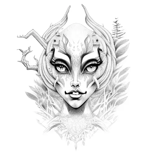 forest monster girl tattoo design idea