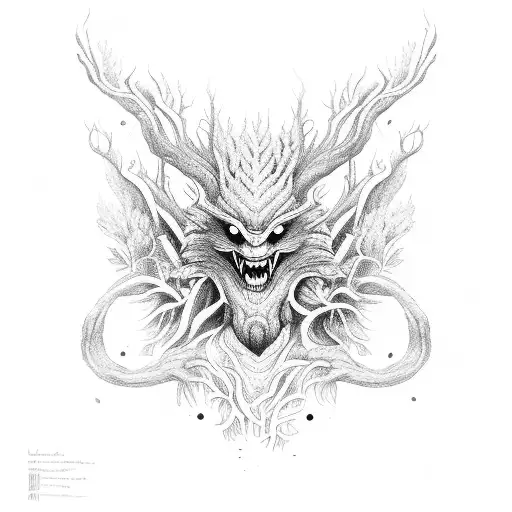 forest monster tattoo design idea