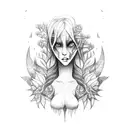forest monster girl tattoo design idea