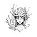 forest monster girl tattoo design idea