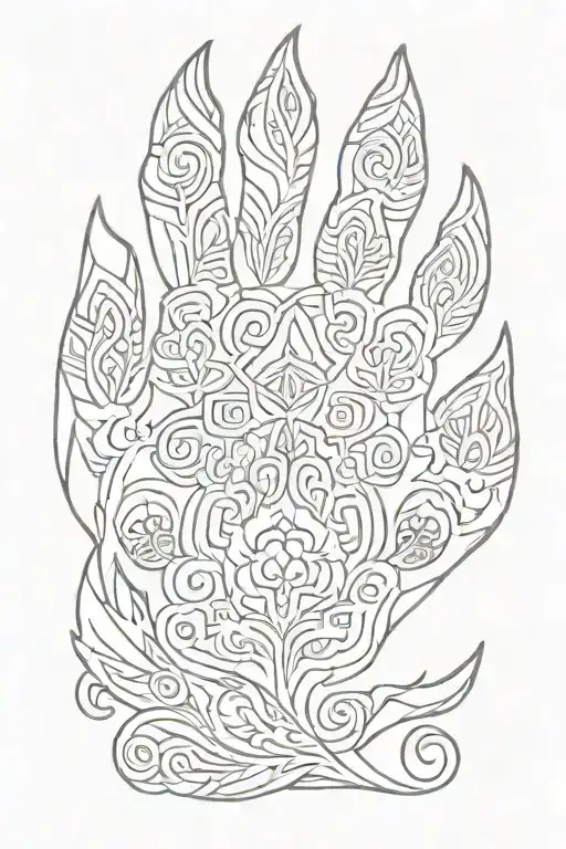 Nordic wolf paw tattoo design idea