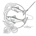a memorial tattoo involving fishing that says “kyan armstrong” and “28/03/2007 - 28/10/2022”  tattoo design idea