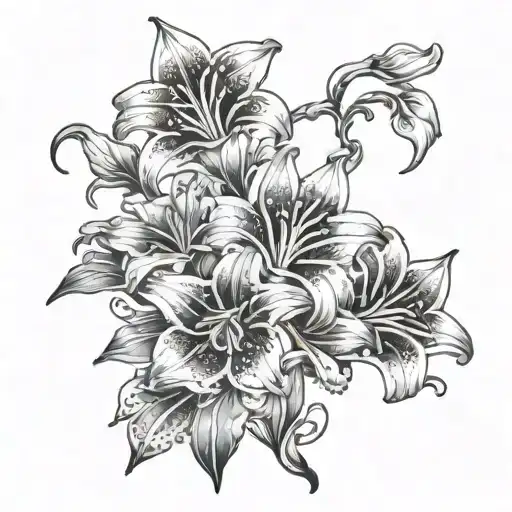 western leather tooling with lily flowers intertwined tattoo design idea