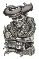 Chicano Cadillac gangster  tattoo design idea