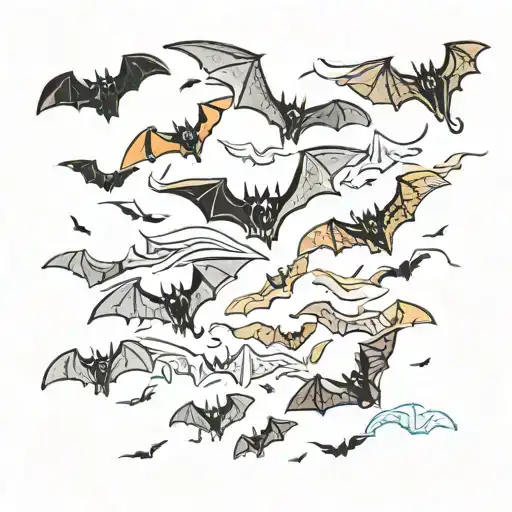 bats flying tattoo design idea
